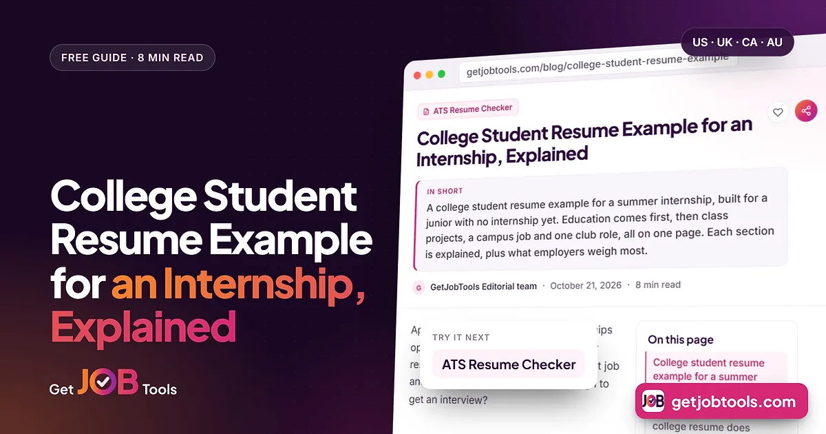 College Student Resume Example for an Internship, Explained