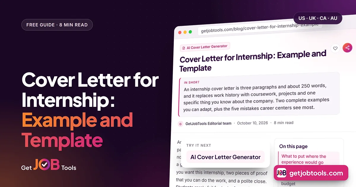 Cover Letter for Internship: Example and Template