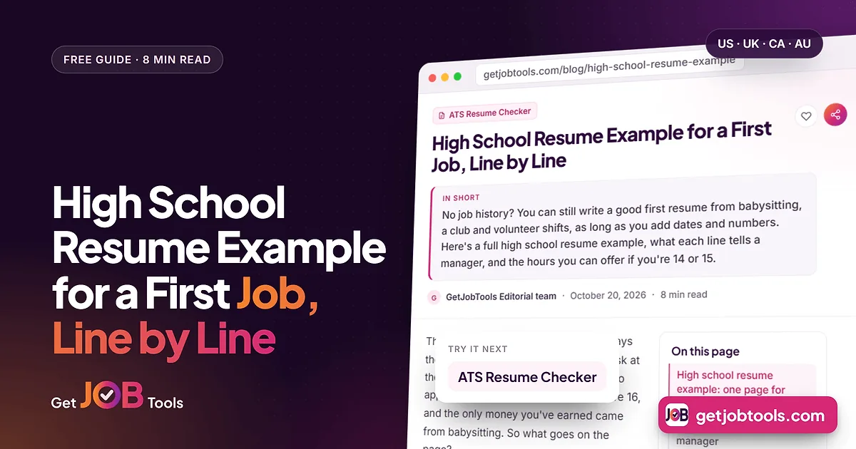 High School Resume Example for a First Job, Line by Line